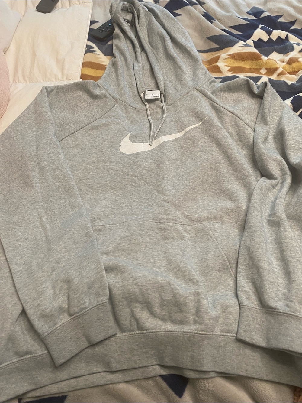 Nike Gray Pullover Hoodie with White Swoosh
